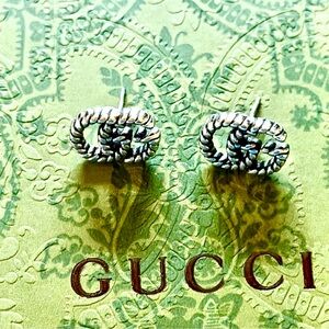 Gucci Sterling Silver 925 Interlocking G Stud Earrings New